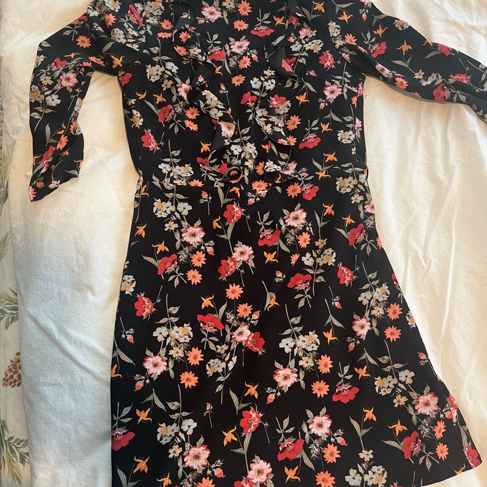 Floral Black Mini Dress